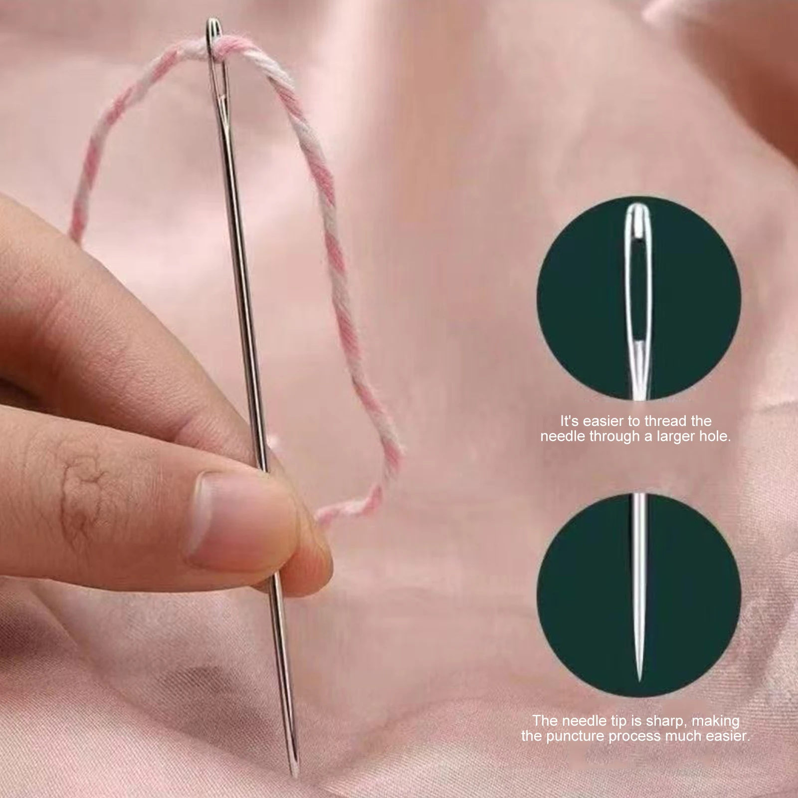 37Pcs Sewing Tool Set Steel Sewing Needles Big Eye Steel Sewing Needles Kit