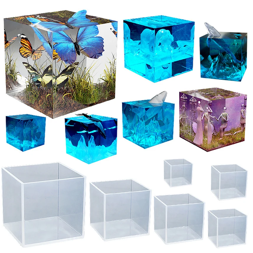 3D Cube UV Resin Molds DIY Jewellery Pendant Tabletop Ornament Crafts Crystal Silicone Molds for Epoxy Resin Jewelry Making Tool