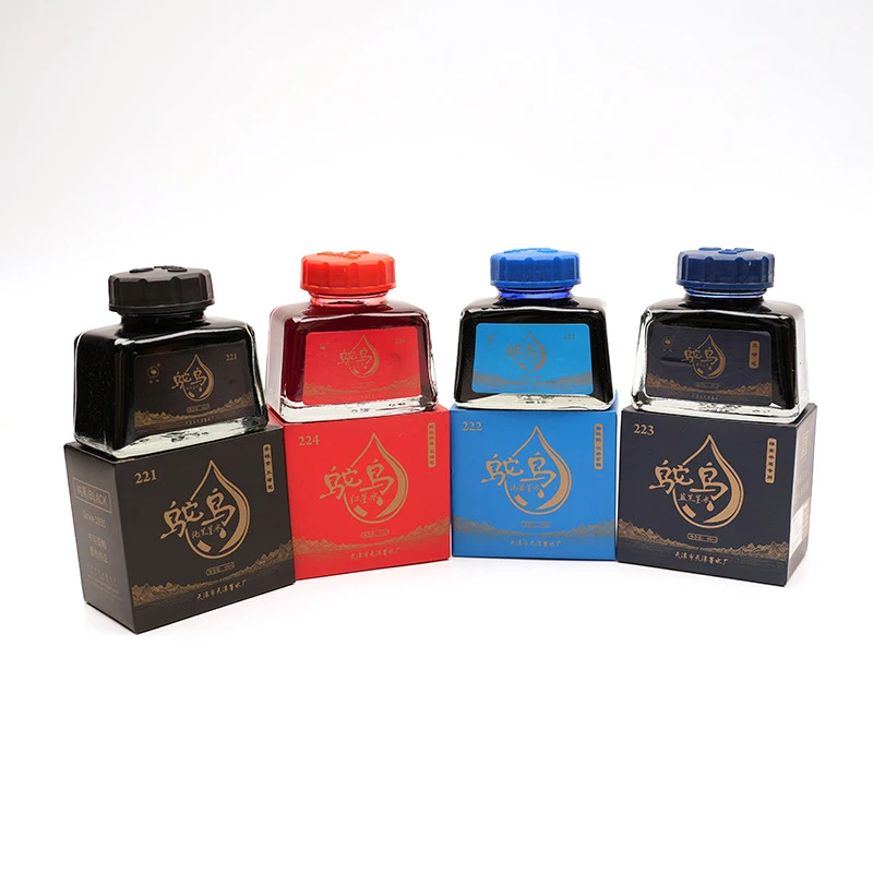 4 Colors Non-Carbon 48ml Bottle Fountain Pen Ink,Black, Blue, Red,Dark Blue,Non-Erasable, Office And School Supplies