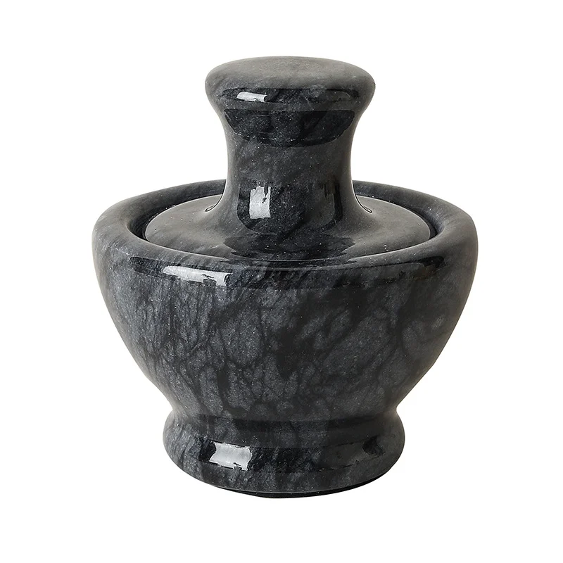 4 Inch Marble Mortar and Mushroom Pestle Stone Grinder Garlic Crusher Spice Mills Grinder for Kitchen Fine Grind Cooking Tools
