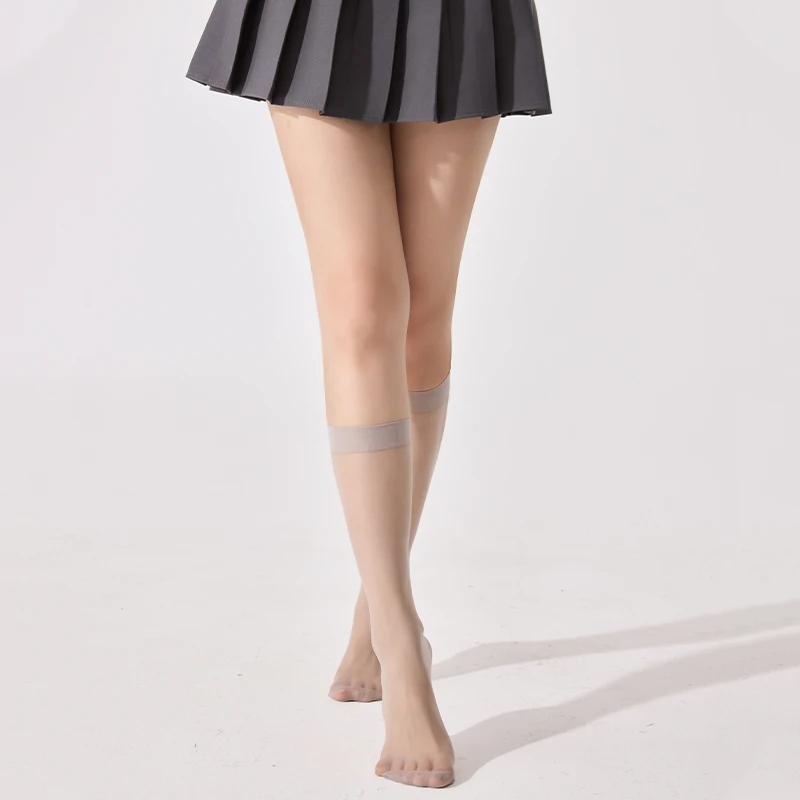 4 Pairs Medium Stockings Summer Breathable Ultra-Thin Knee Socks Transparent Nylon Socks JK Cosplay Calf Socks Sets