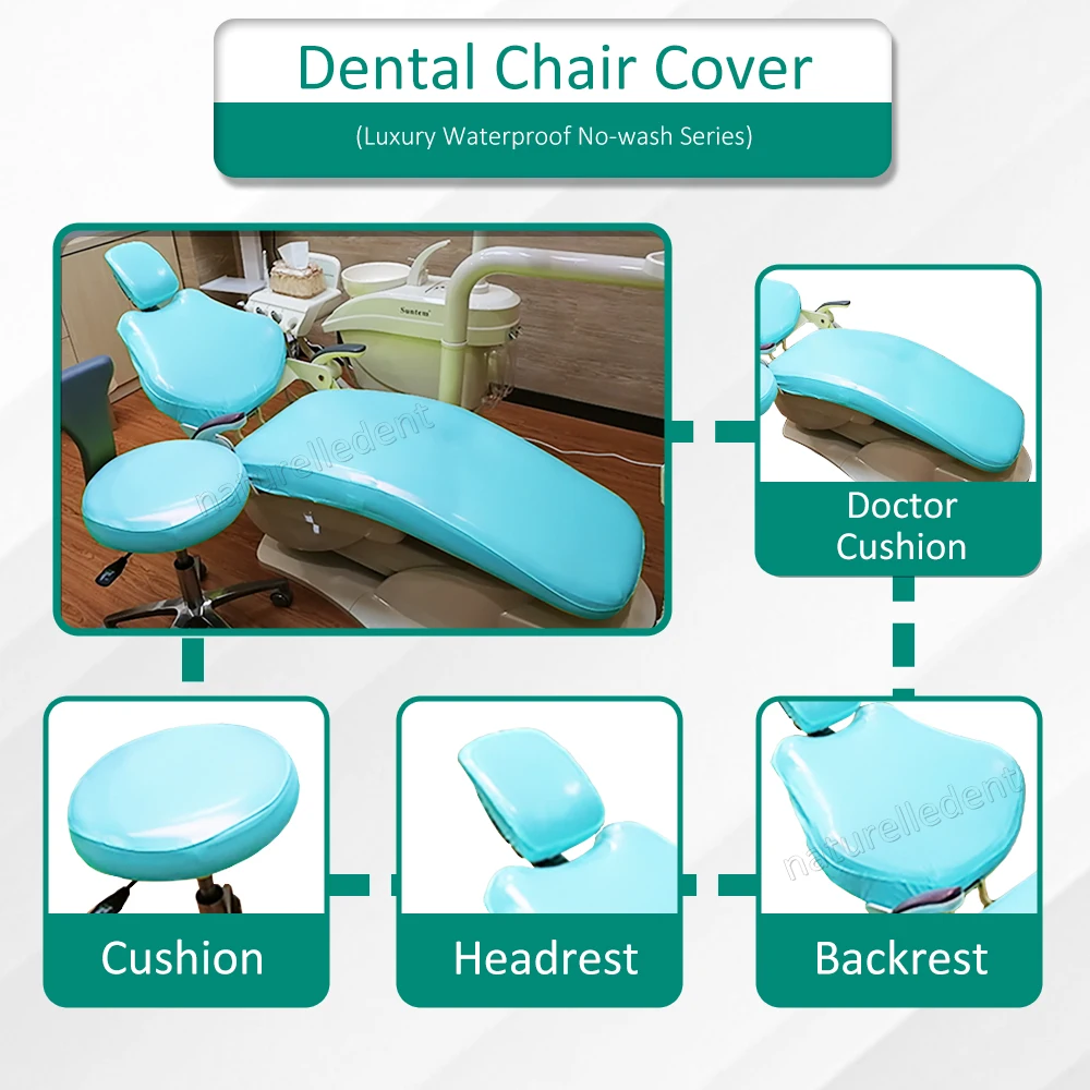 4Pcs/Set Dental Chair Cover PU Leather Elastic Waterproof Protective Case Seat Chair Cover Dentistry Lab Dentist Equipment