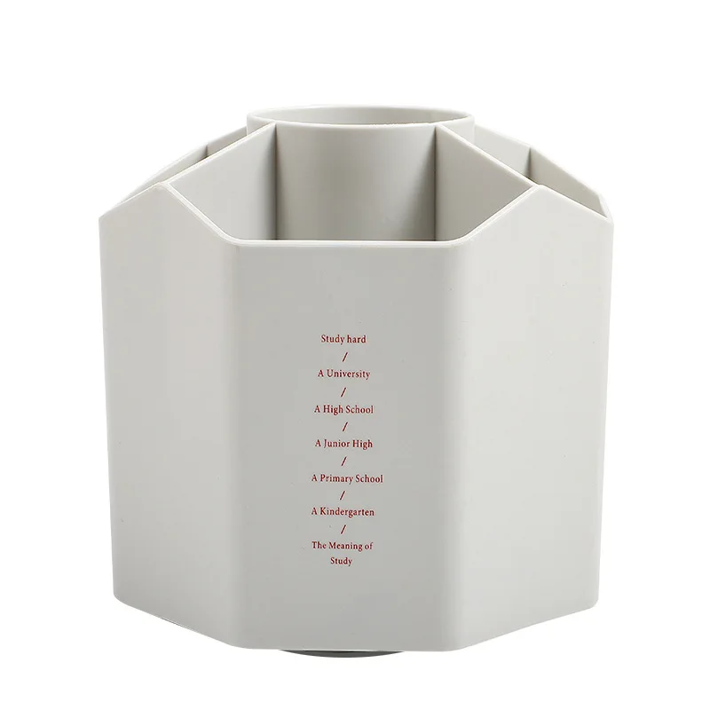 5-hole Large-capacity Rotating Pen Holder Storage Box Office Desktop Stationery Pen Holder Simple Student Supplies