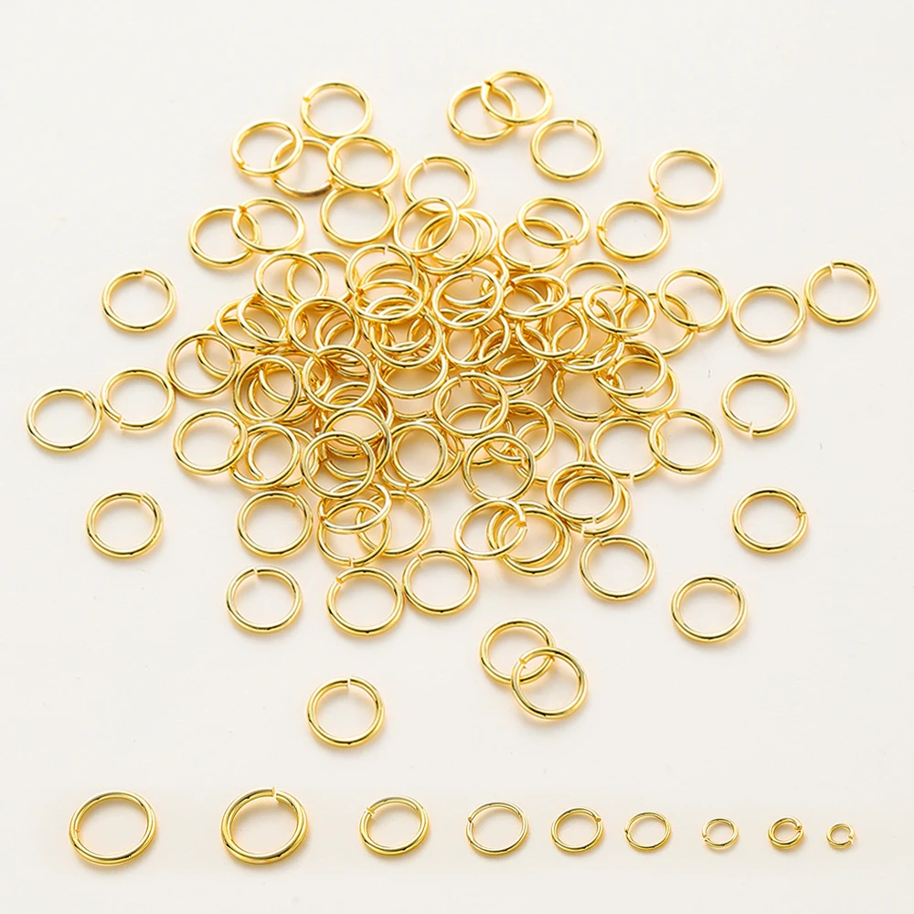 50-200Pcs/lot 14K/18K Real Gold Plated Brass Open Jump Ring Split Connecting Rings For DIY Jewelry Making wholesale Accessories