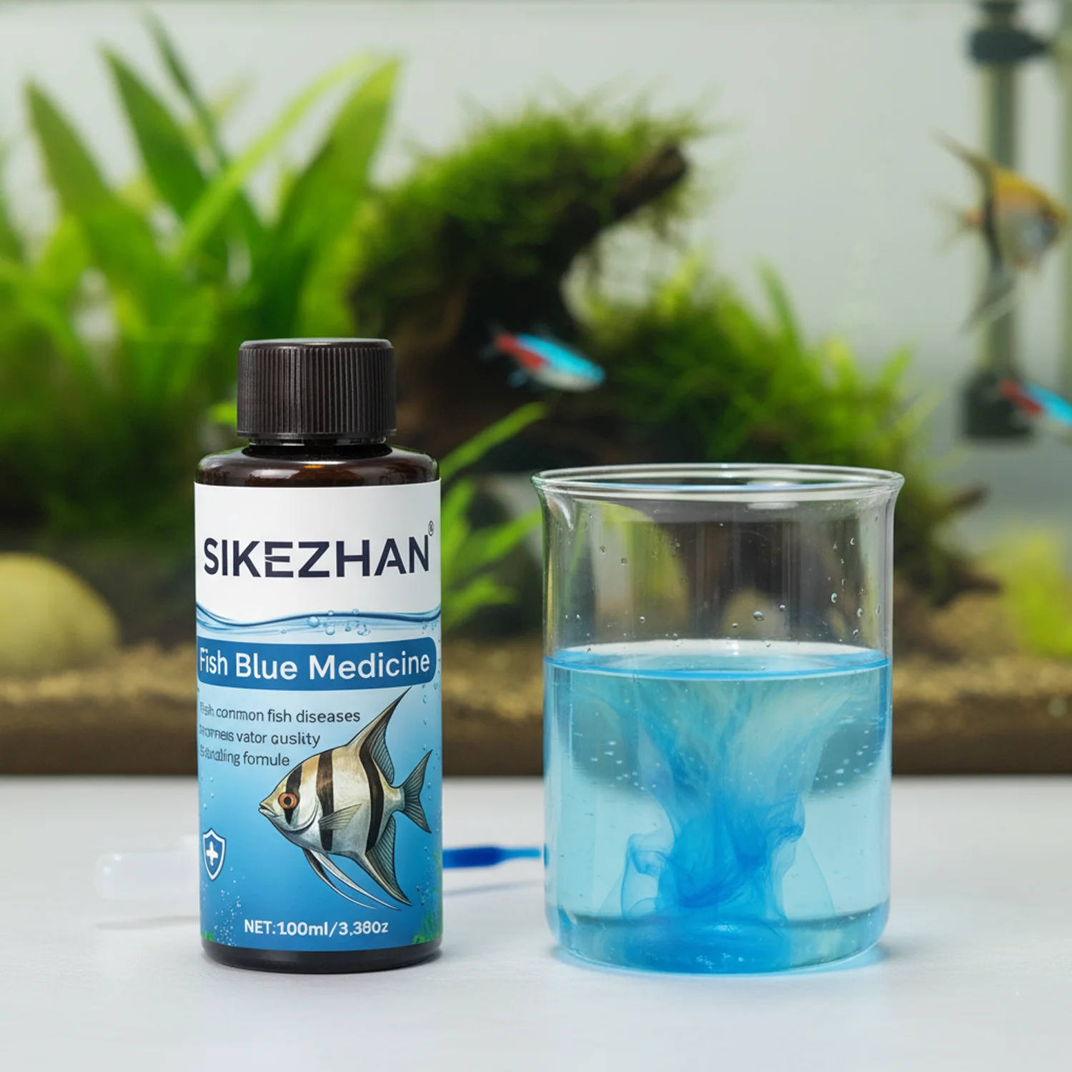 500ml Methylene Blue Solution Aquarium Fish Treatment Anti Ich White Spot Fungus Medicine Safe for Tropical Freshwater Fish Tank