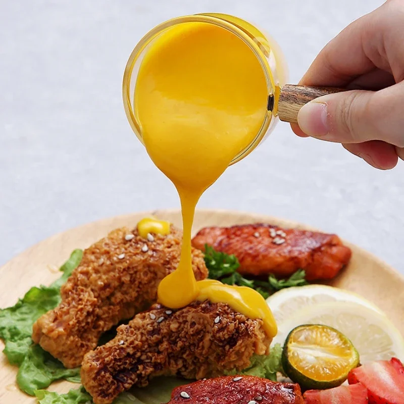 50/75ml Espresso Measuring Cup with Wood Handle Glass Single Mouth Mini Milk Jug Multi-function for Household Coffee Supplies