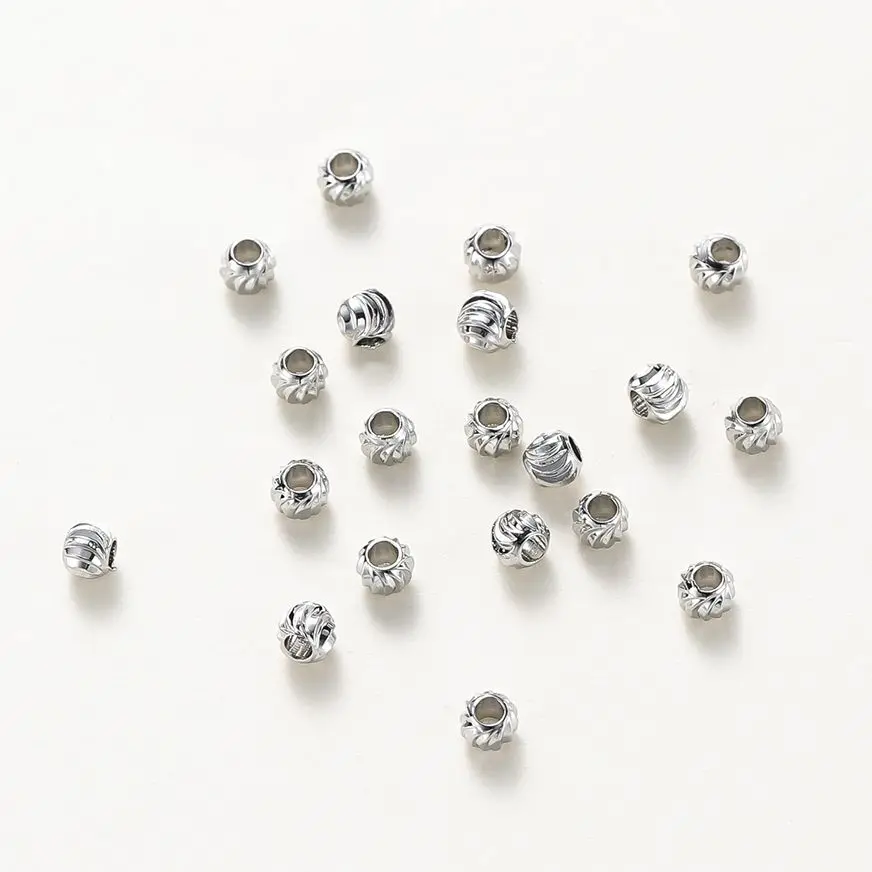 50pcs DIY Jewelry Accessories 14K 18K Gold Plated Striped Cut Flower Beads 2.5 3 4 5 6mm Spacer Beads Bulk Hand Beading Material