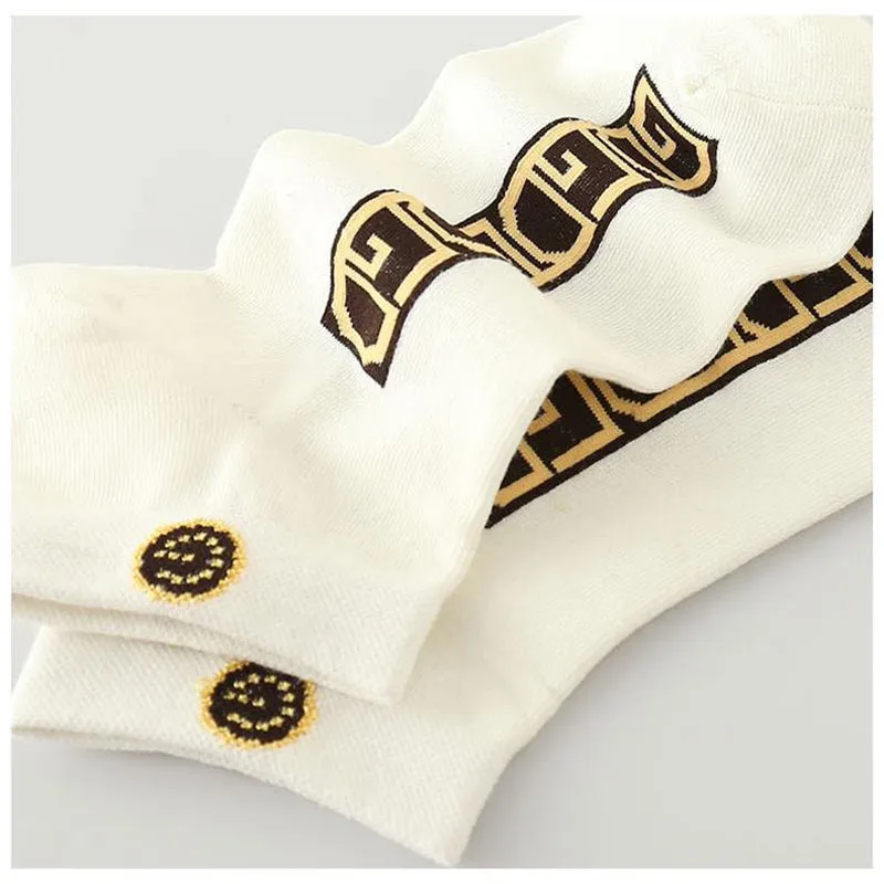 5/10/20 Pairs Winter Socks Men Short Breathable Luxury Socks Designer Brand Low-Cut Fashion Trendy Ankle Socks Geometric Pattern