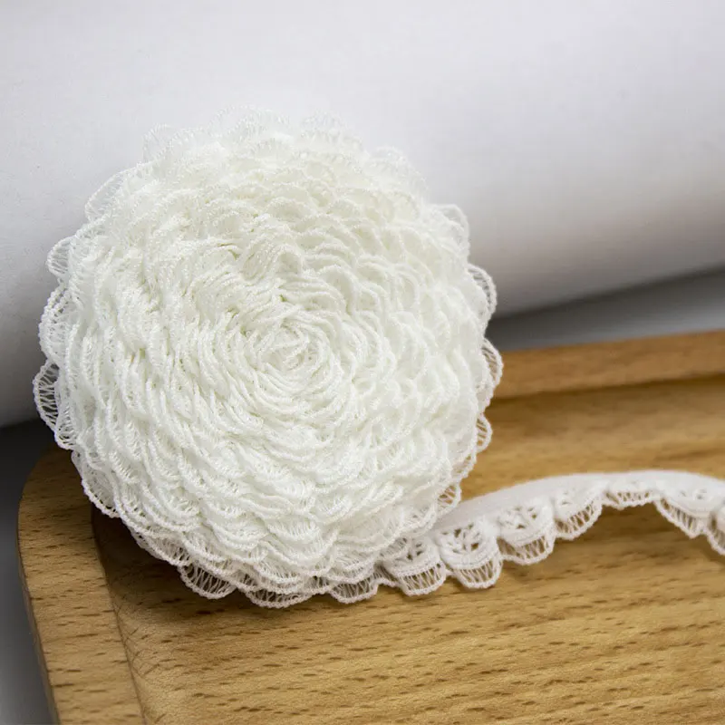 5/10yards Ruffle Elastic Lace 13mm Spandex Fabric Ribbon for DIY Sewing Underwear Garments Hometexile Accessory