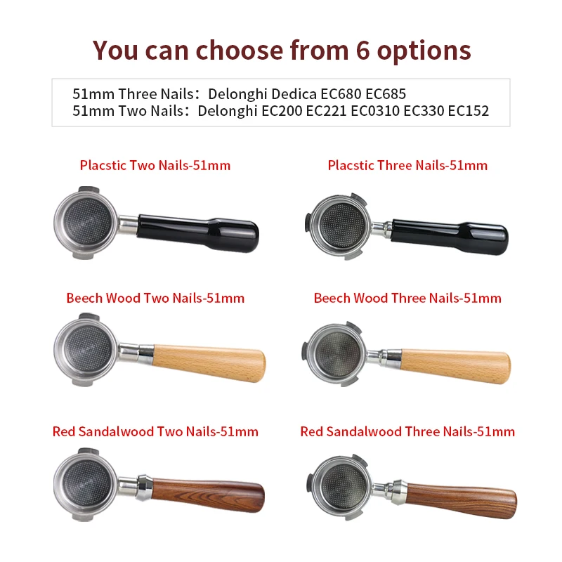 51mm Coffee Bottomless Portafilter Naked For Delonghi EC680 EC685 Replacement Filter Basket Espresso Machine Cafe Accessories