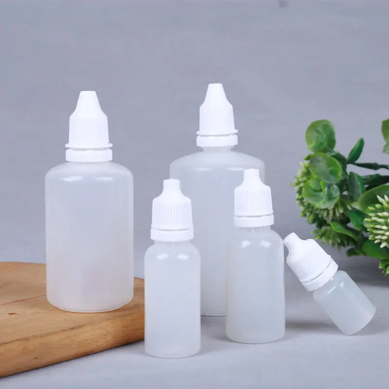 5pcs 5ml/10ml/20ml/30ml/50ml Transparent Leak-Proof Eyes Liquid Dropper Refillable Bottles Empty Plastic Squeezable Travel Paint