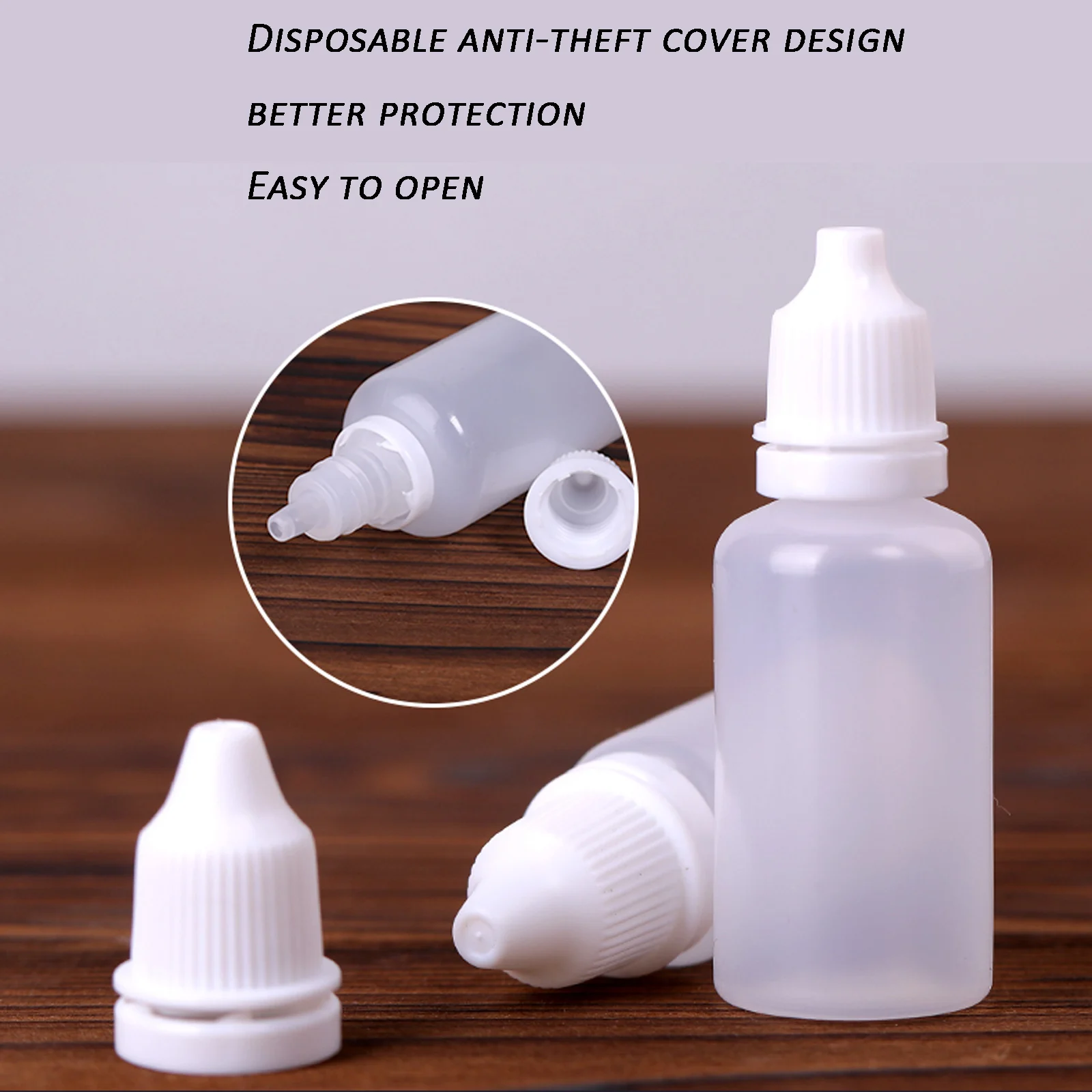 5pcs 5ml/10ml/20ml/30ml/50ml Transparent Leak-Proof Eyes Liquid Dropper Refillable Bottles Empty Plastic Squeezable Travel Paint