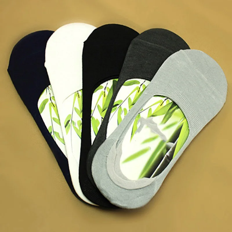 6 Pairs/Lot Men's Bamboo Breathable Invisible Socks Low Cut Casual Cotton Boat Non-Slip No Show High Quality Sock