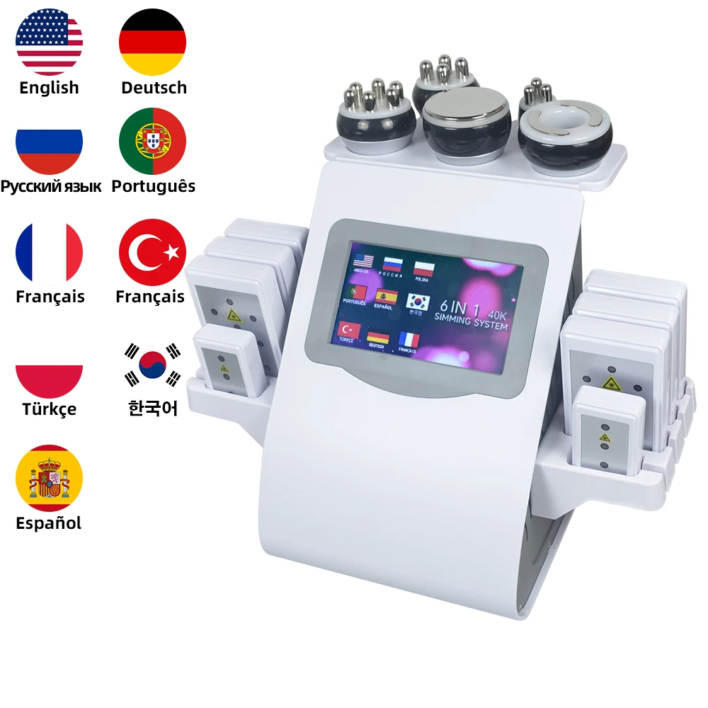 6 in 1 40K Cavitation Ultrasonic Body Slimming Machine Body Shape Loss Weight Vacuum Rejuvenation Skin Lift Tighten Tool