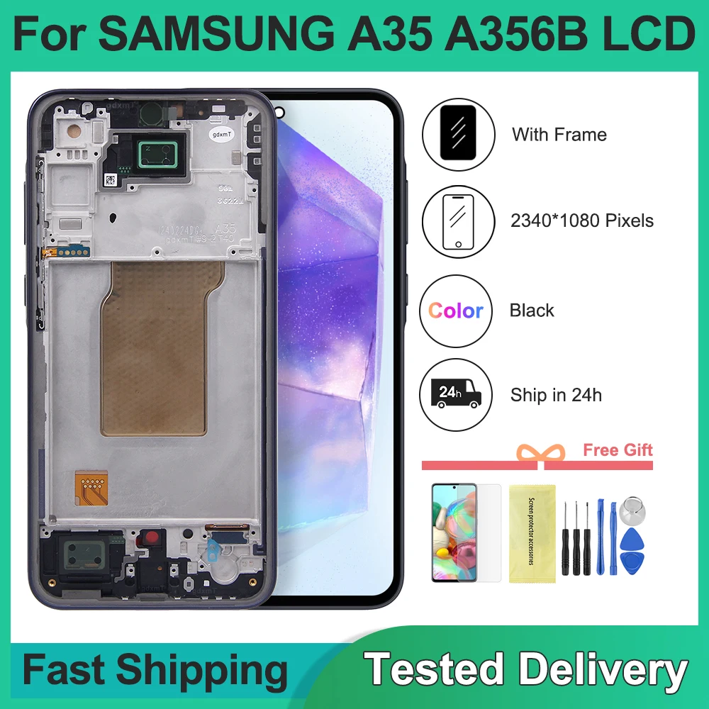 6.6'' For Samsung A35 LCD A356B A356E A356U Display With Frame Touch Screen Digitizer Assembly For Samsung A35 5G A356 Display
