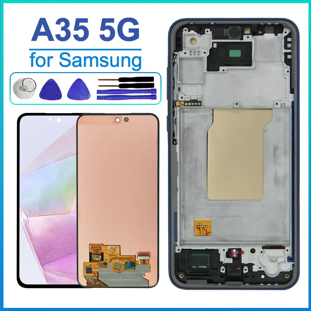 6.6'' High Quality Display for Samsung Galaxy A35 5G LCD Display Touch Screen Digitizer Assembly with Frame for Samsung A35 5G