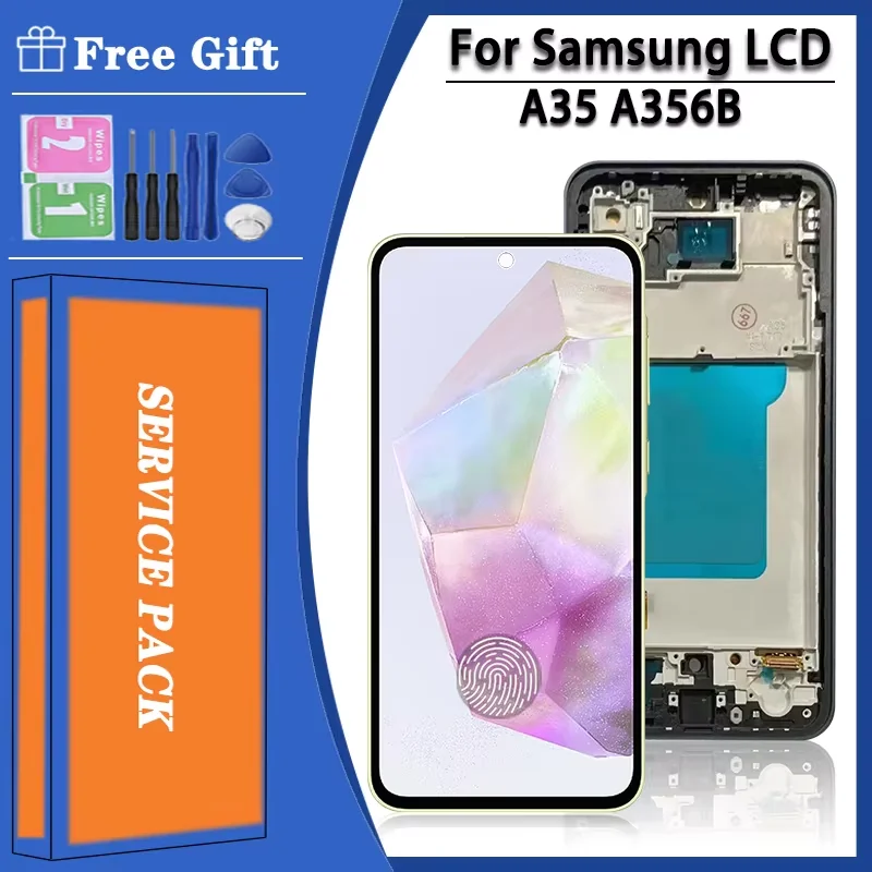 6.6"OLED For Samsung A35 5G LCD Display Touch Screen Digitizer For Samsung A356 A356E A356B Screen With Frame