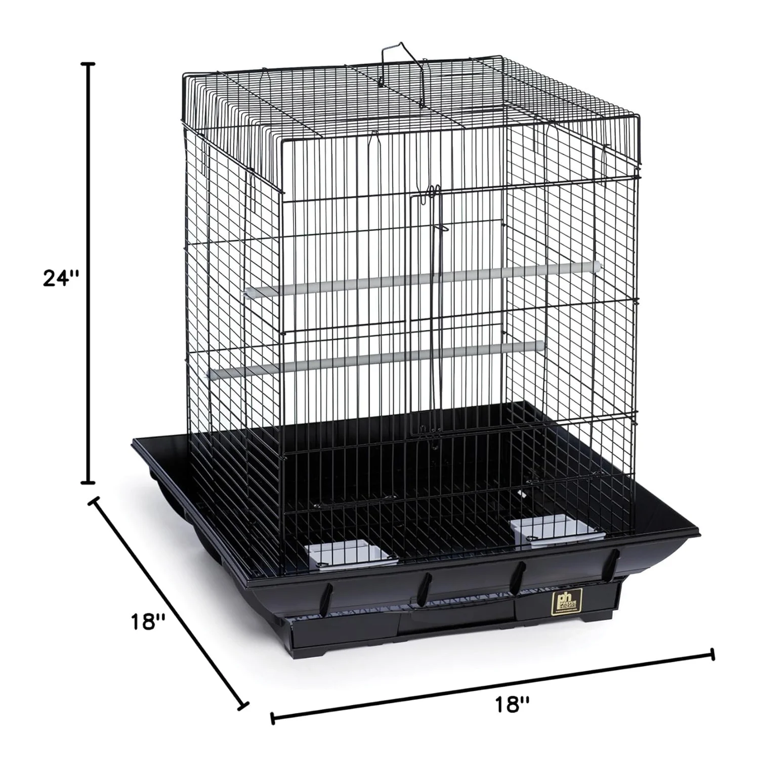 60cm Metal Parrot Cage with Slide-Out Tray and Handle Bird Cage for Parrot Cockatiels Budgies Finch Lovebirds Pigeons, Black