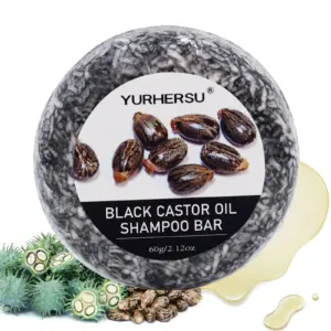 60g Black Castor Shampoo Bar 2-in-1 Shampoo and Conditioner, made with castor extract, nourishes and cares for all hair types.
