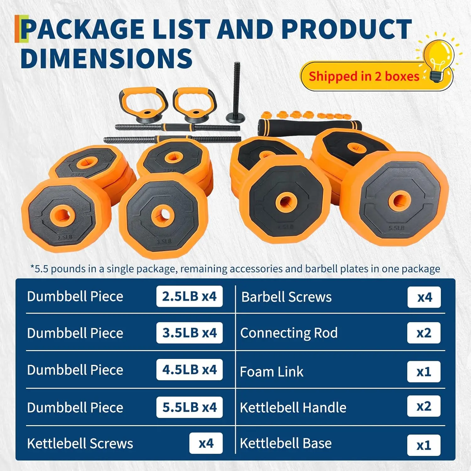 66lbs Free Weight Set with Connector,4 In1 Dumbbells Set Used As Barbell,Kettlebells,Push Up Stand for Home Gym