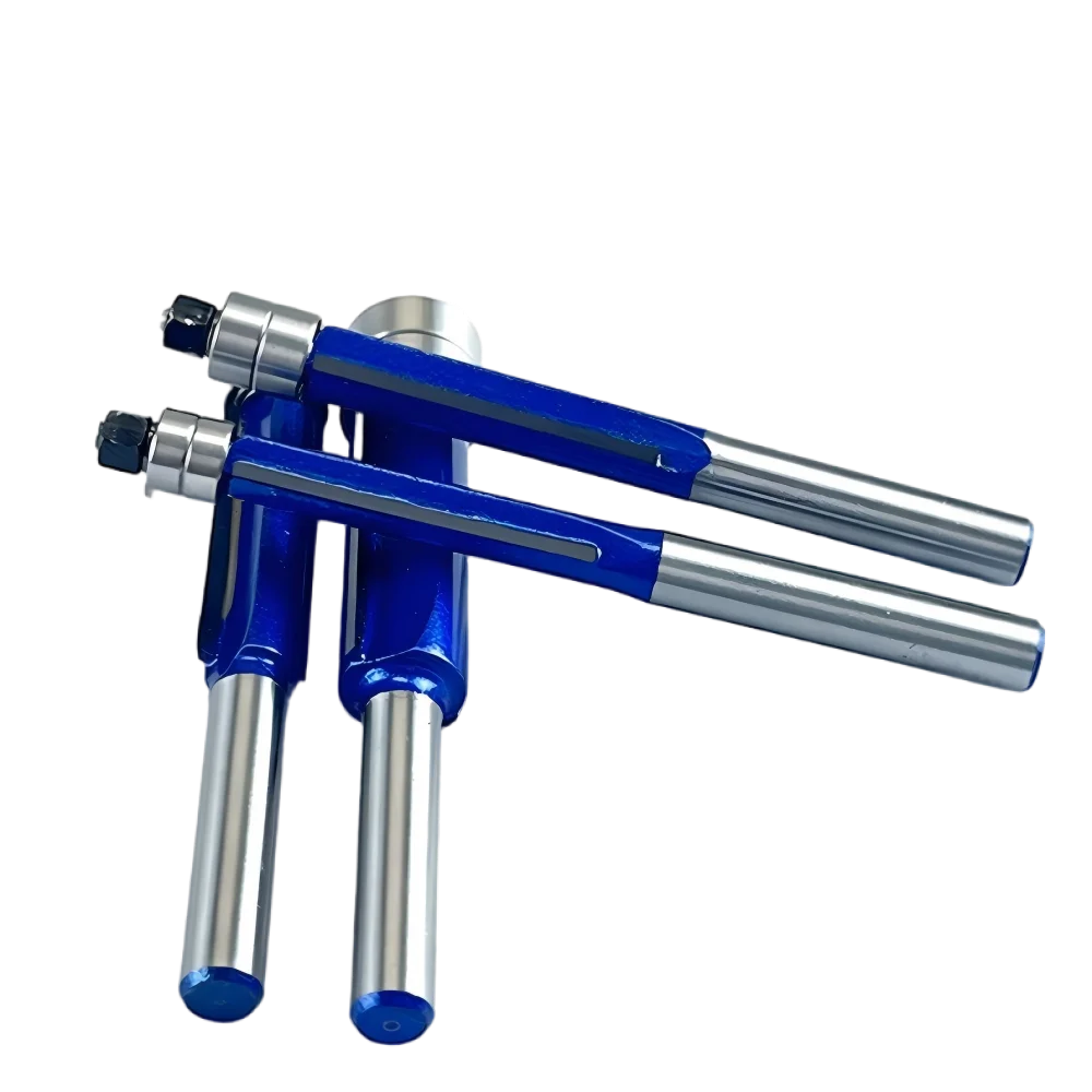 6mm 6.35mm Shank Biaxial Trimming Tool Double Bearing Carbide Flush Trim Router Bits set for Wood Carving Cutter Milling Cutters