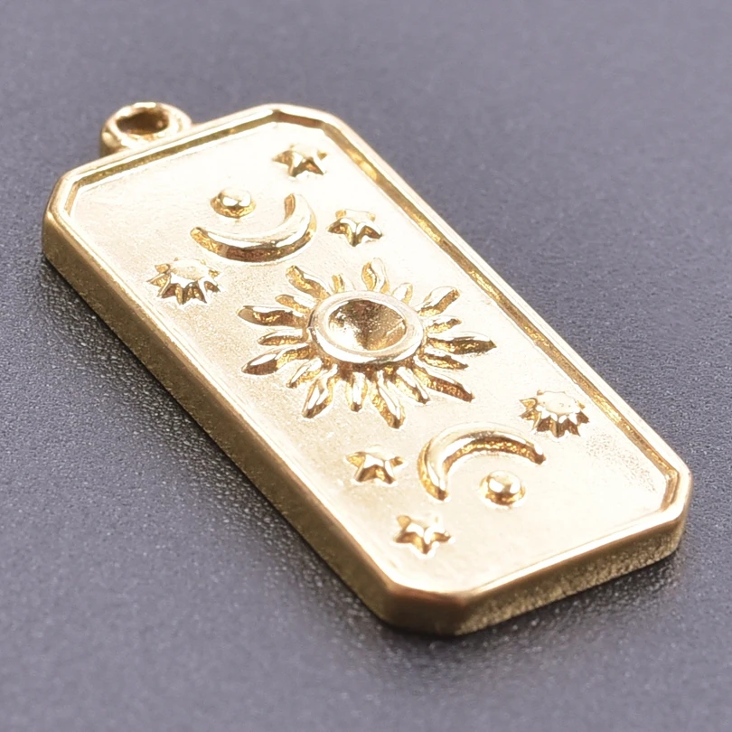 6pcs Real Gold Plated Sun Charms For Jewelry Making Supplies Stainless Steel Charm Pendants Heart Moon Thread Sunshine Material