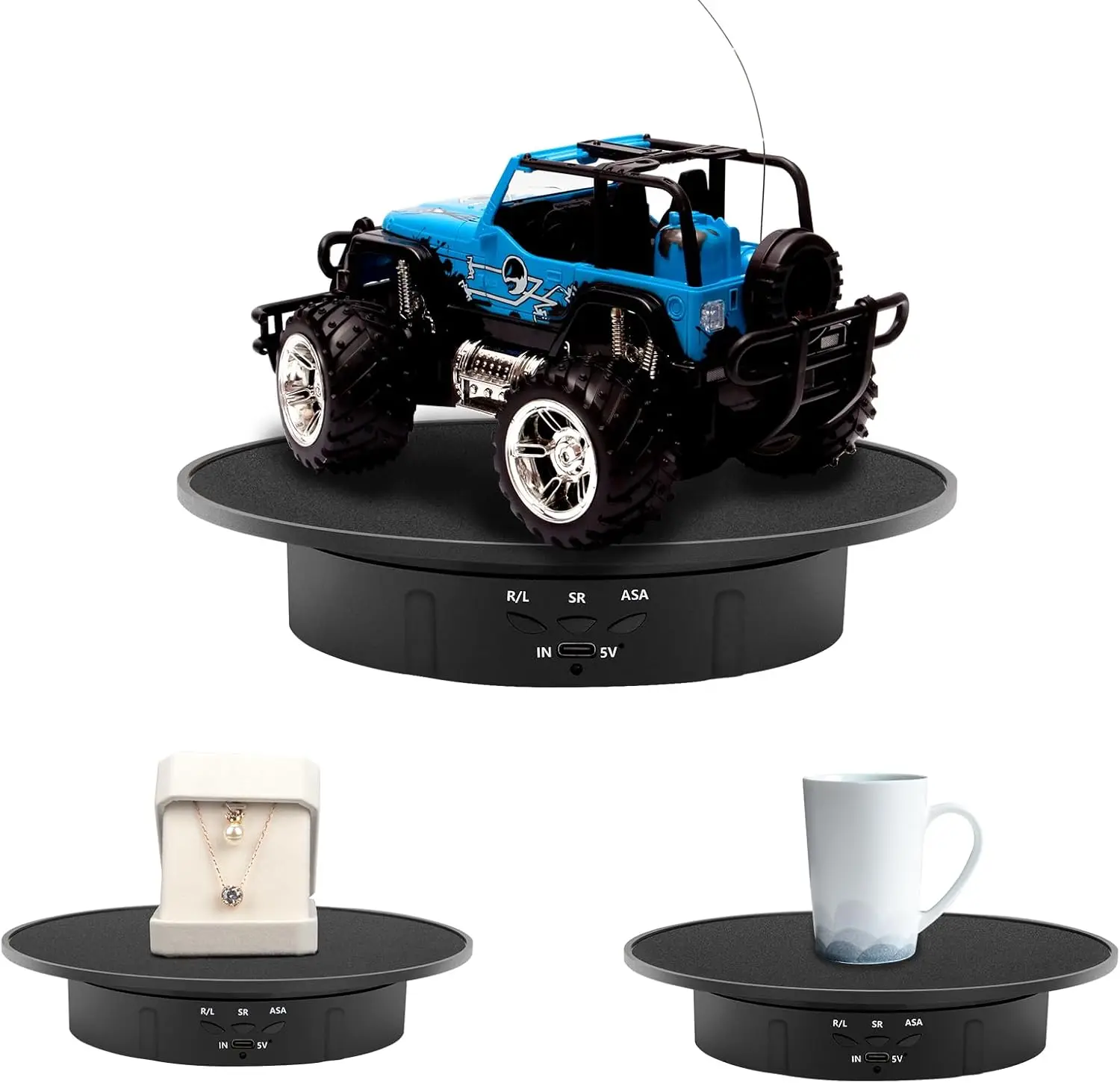 7.9" Motorized Display Stand, 5V USB Powered 360 Degree Rotating Display Turntable with Remote Control