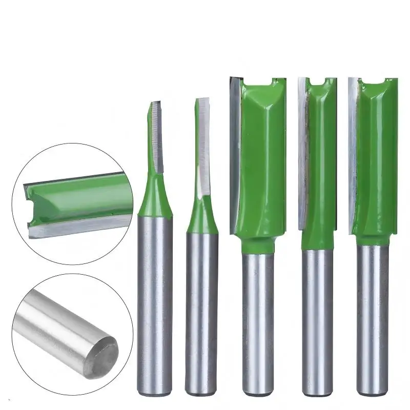 7Pc 6mm/6.35mm Shank Single Double Flute Straight Bit Router Bits for Wood Milling Cutter Tungsten Carbide for Woodworking tools