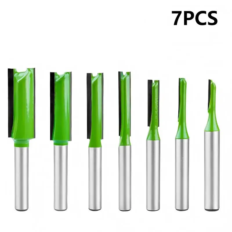7Pc 6mm/6.35mm Shank Single Double Flute Straight Bit Router Bits for Wood Milling Cutter Tungsten Carbide for Woodworking tools