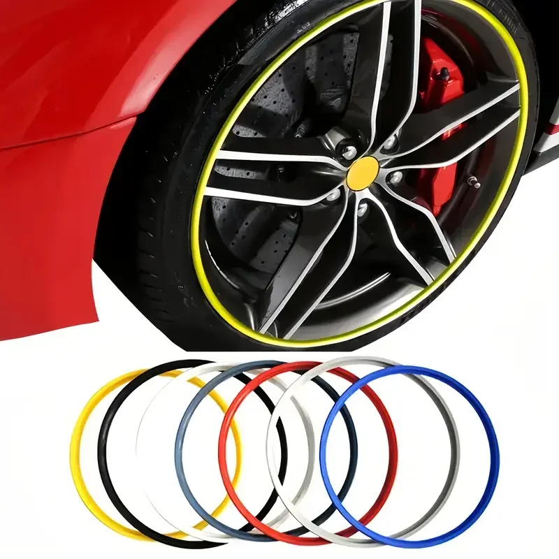 8M/Roll Universal Car Rim Protect Strip Wheel Edge Hub Anti-Scratch Decoration Strips Auto Tire Rim Sticker Car Protection Ring