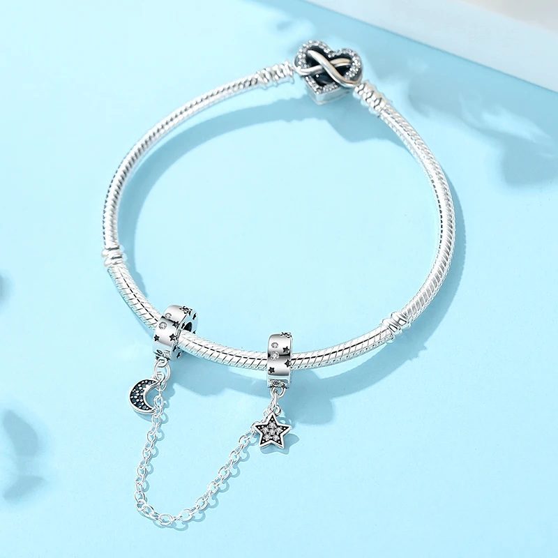 925 Sterling Silver Charms Fit Original Bracelets Star Moon Sun Spaceman Pendant Beads DIY Women Necklaces Jewelry