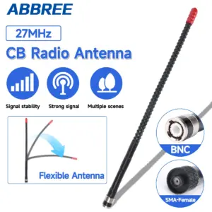 ABBREE CB Radio Antenna 27Mhz SMA-Female BNC Whip High Gain Antenna for Quansheng TK11 UV-98 PLUS RT-860 RT-880 Walkie Talkie