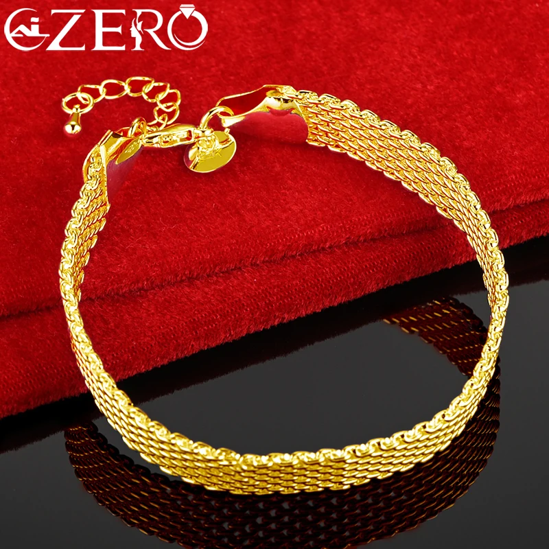 ALIZERO 18K Gold 10mm Weaving Chain Bracelet For Women Fashion Jewelry Wedding Party Accessories Charm Gift