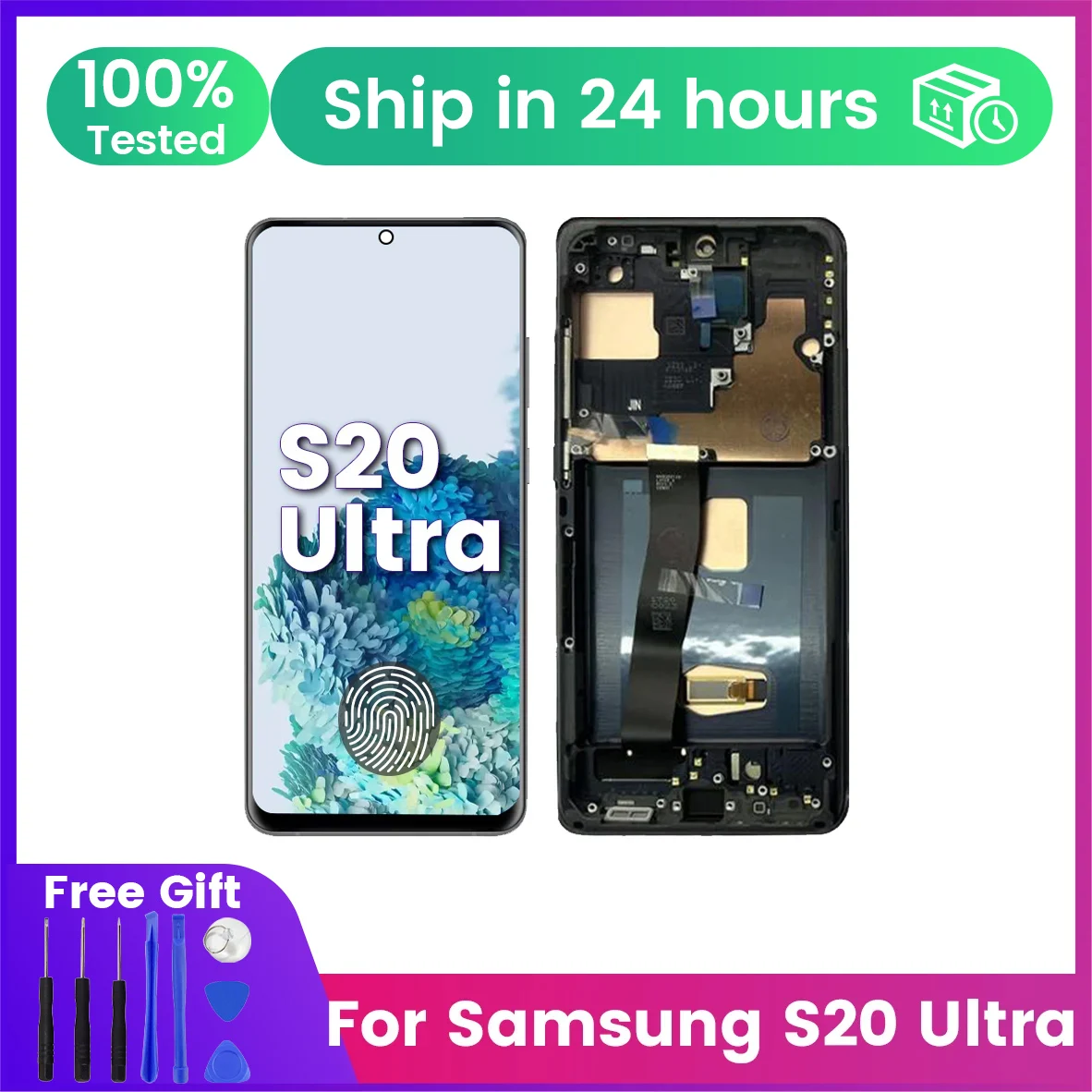 AMOLED For Samsung Galaxy pantalla S20 Ultra Lcd G988 with frame screen assembly touch screen digitizer mobile phone LCD