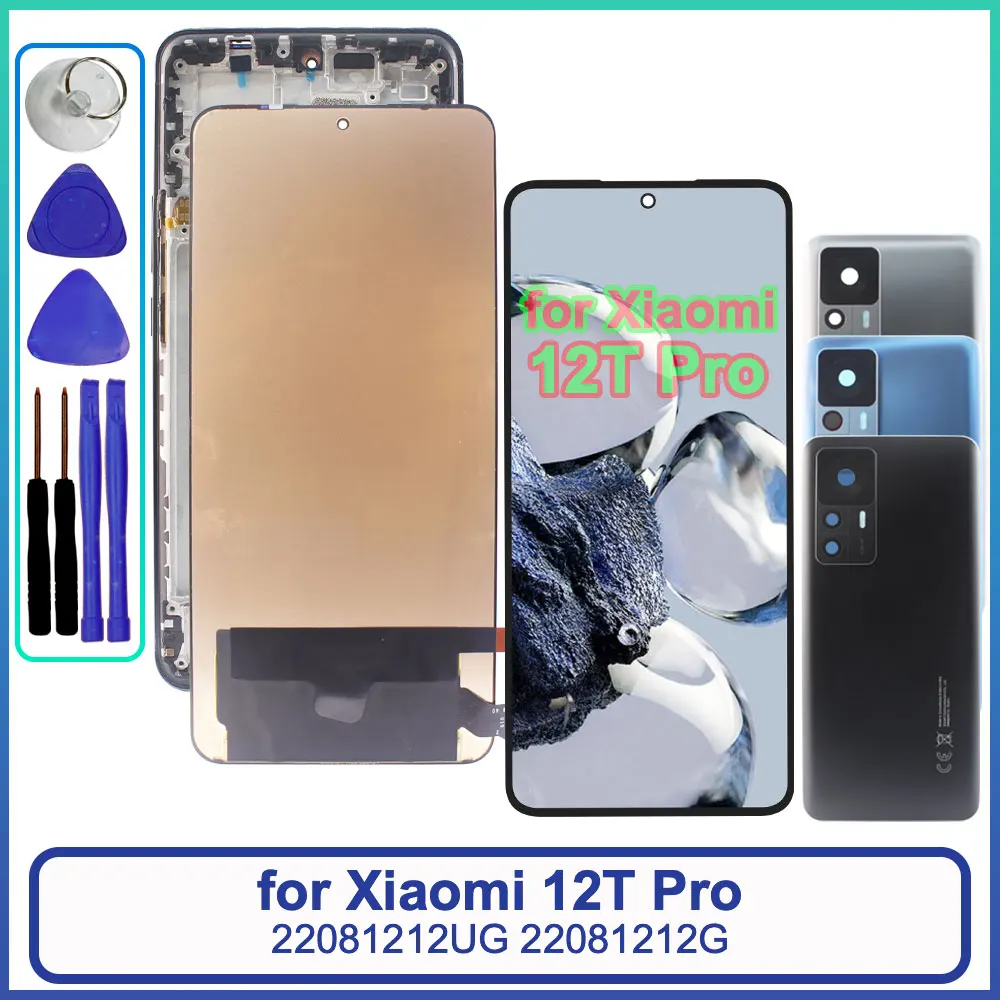 AMOLED LCD for Xiaomi 12T Pro 22081212UG LCD Dispaly Touch Screen Digitizer Assembly for Xiaomi 12T Pro LCD 22081212G With Frame