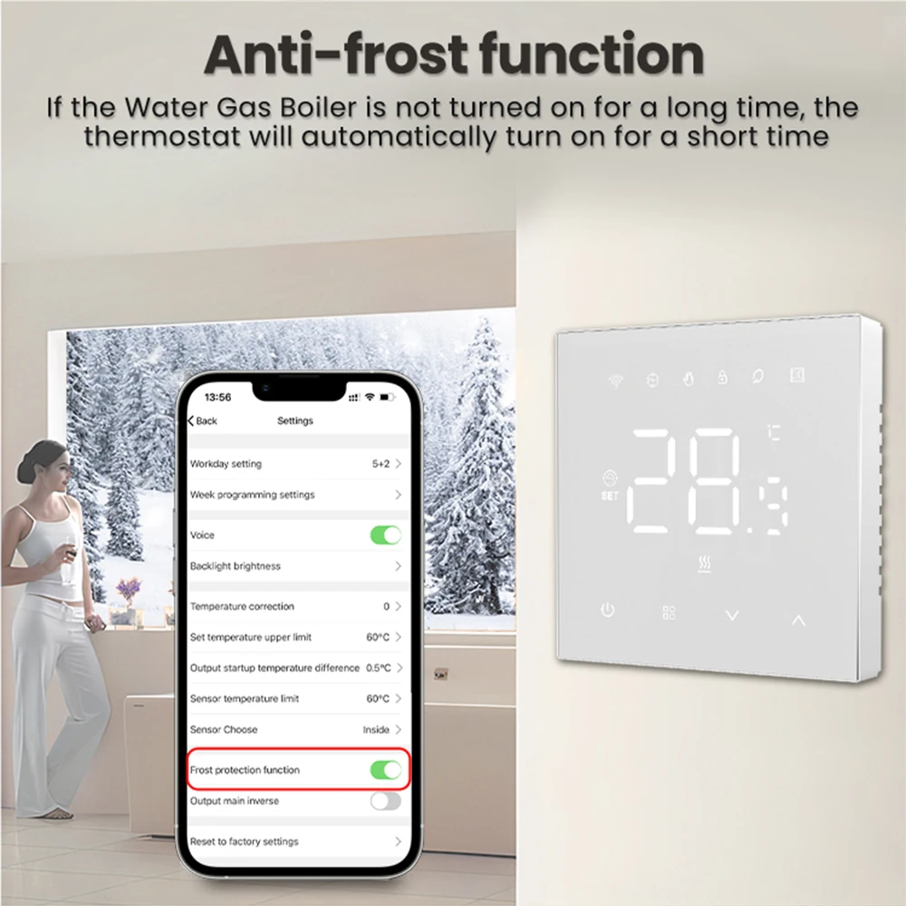 AVATTO Tuya WiFi Smart Thermostat,Electric Heating/Water Heating/Water Gas Boiler,Work with Alexa Google Home