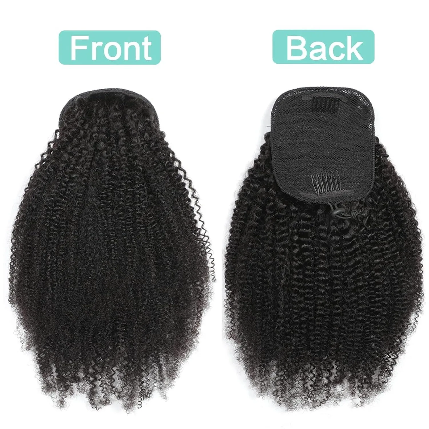 Afro Kinky Curly Ponytail Drawstring Human Hair Extensions for Black Women Kinky Curly Human Hair Ponytail Extension 12 Inch