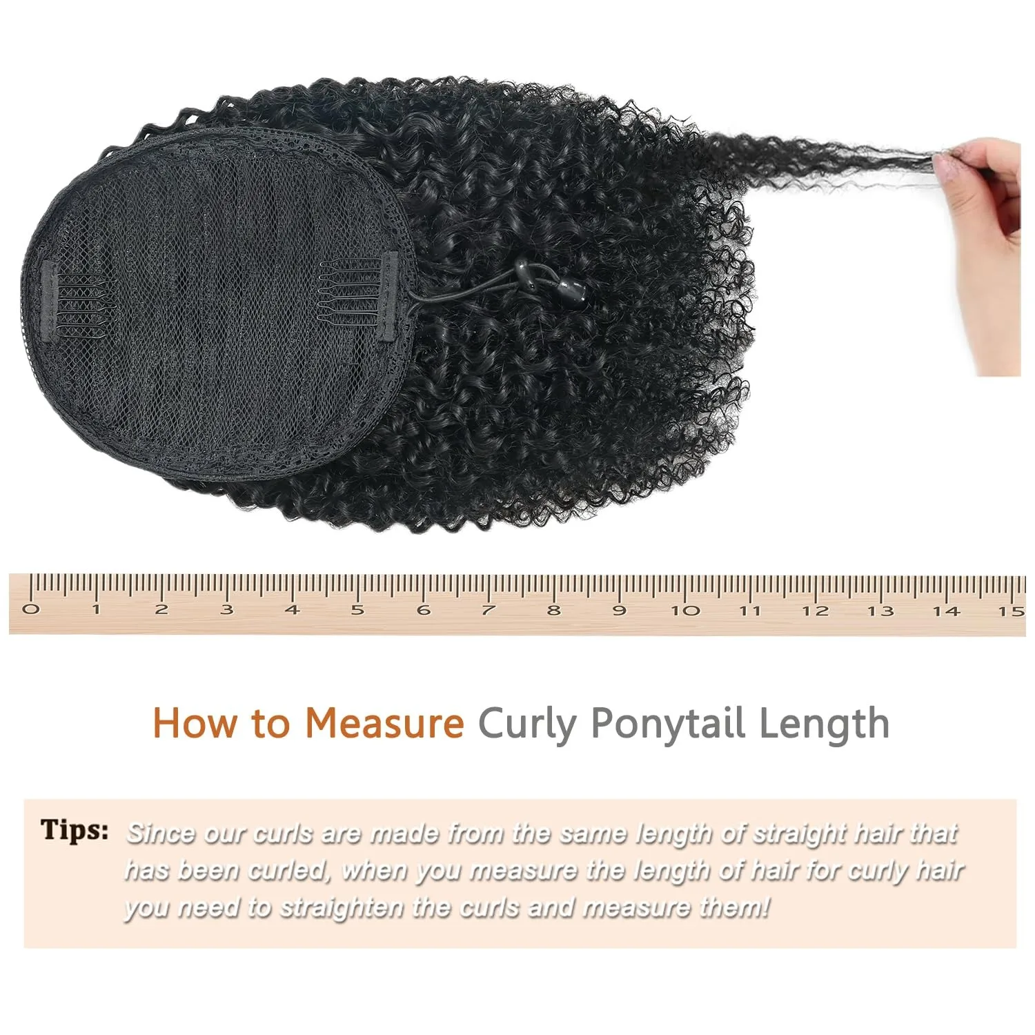 Afro Kinky Curly Ponytail Drawstring Human Hair Extensions for Black Women Kinky Curly Human Hair Ponytail Extension 12 Inch