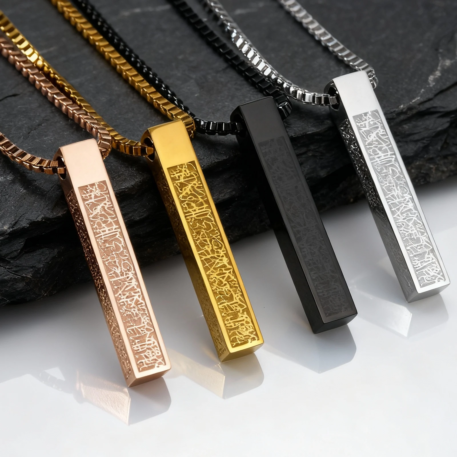 Allah Arabic Vertical Necklaces for Men Women,Muslim Pendant Ayatul Kursi Necklace,Islam Eid Ramadan Islamic Jewelry Gifts