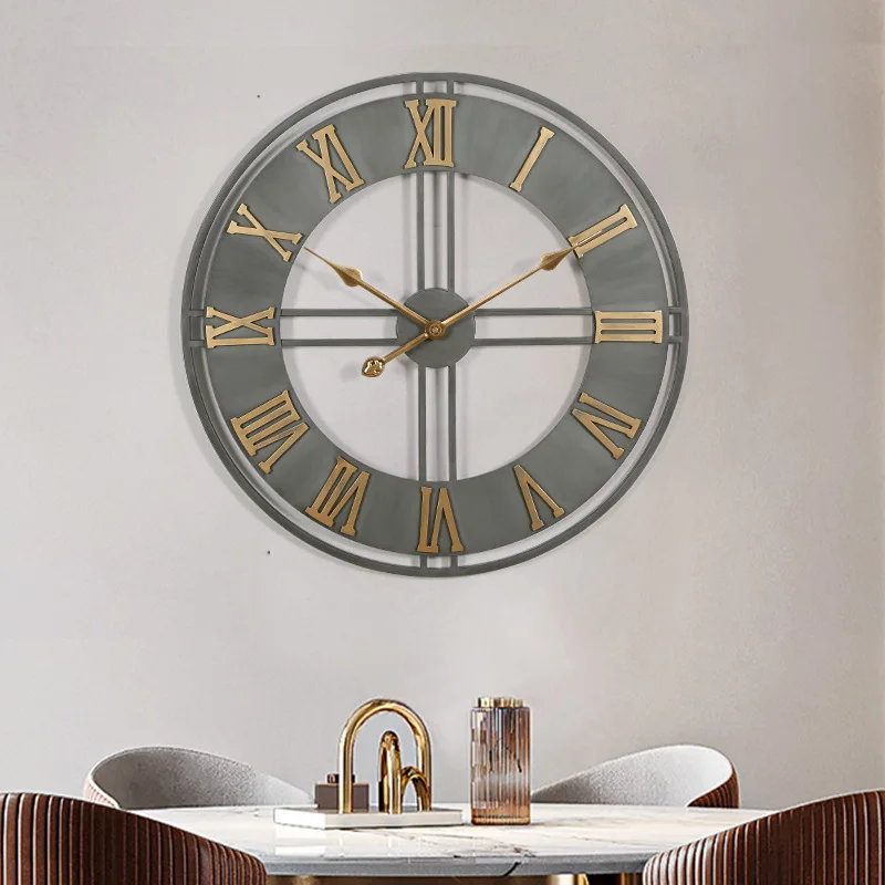 American Retro Wrought Iron Wall Clock 60CM