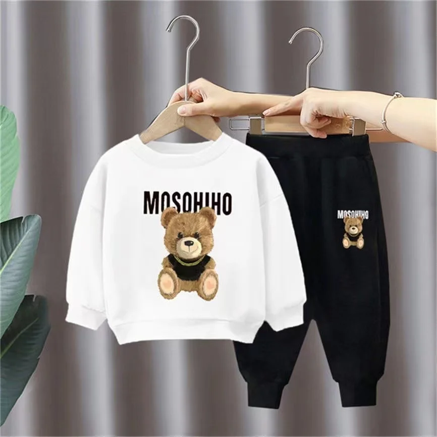 Autumn Baby Girl Clothes Set Cartoon Printed Pullover Sweatshirts Top And Pants Bottom 2 Pieces Suit Kid Children Boy Tracksuits