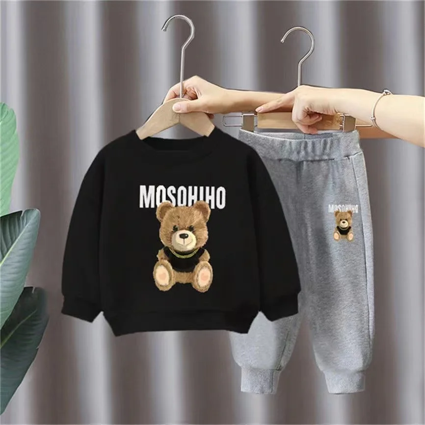Autumn Baby Girl Clothes Set Cartoon Printed Pullover Sweatshirts Top And Pants Bottom 2 Pieces Suit Kid Children Boy Tracksuits