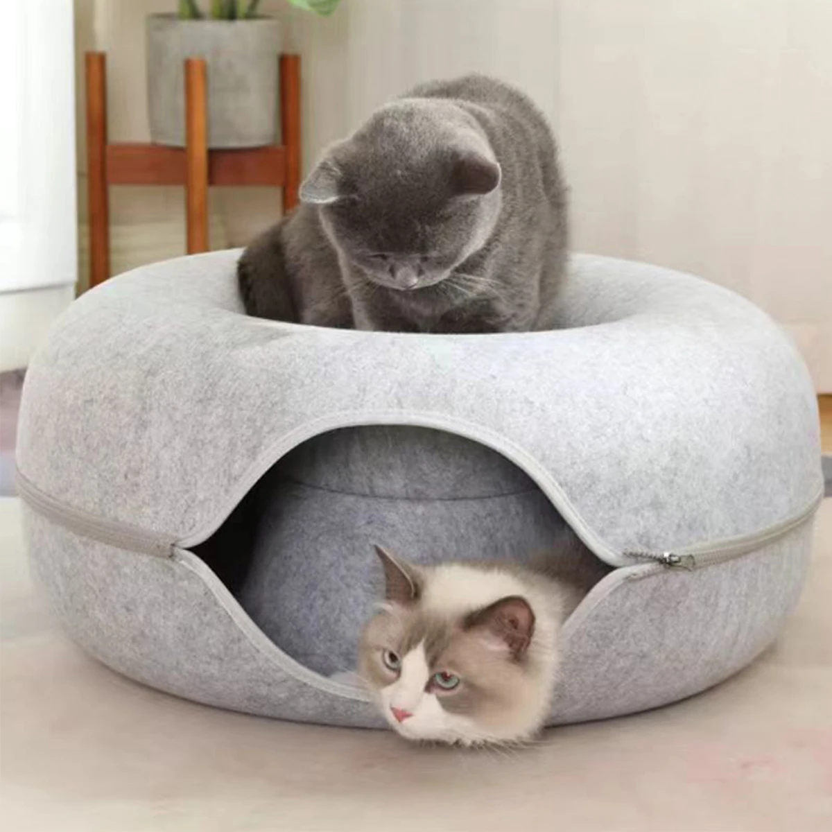 B-Tunnel Donut Cat Bed Interactive Tunnel Pet Felt Indoor Toys Cats House Kitten Training Toy Cat Kennel Cat Accessories