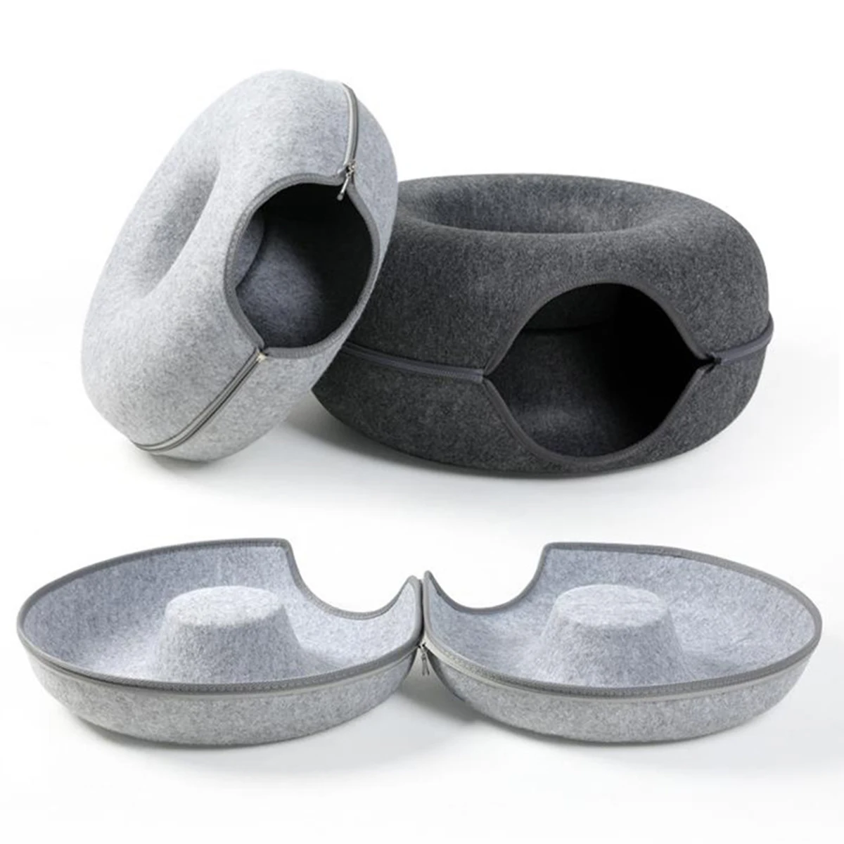 B-Tunnel Donut Cat Bed Interactive Tunnel Pet Felt Indoor Toys Cats House Kitten Training Toy Cat Kennel Cat Accessories