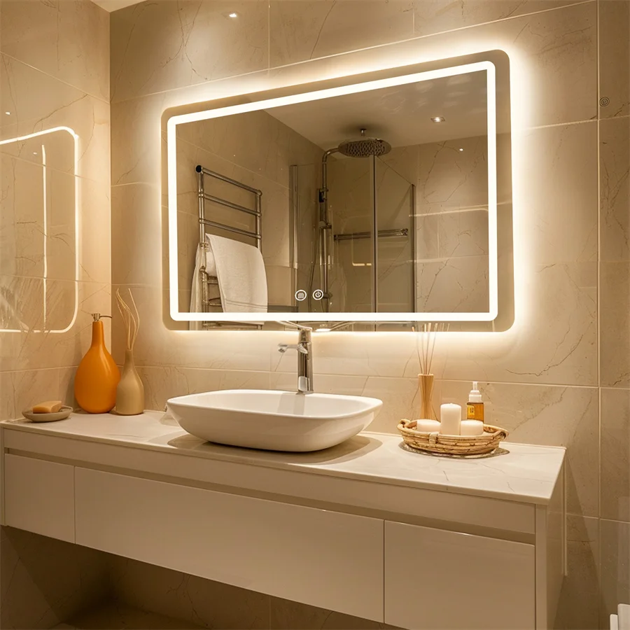 Bathroom Mirror with LED Lights Wall Mounted Mirror IP54 Waterpoof Touch Switch Smart LED Mirror