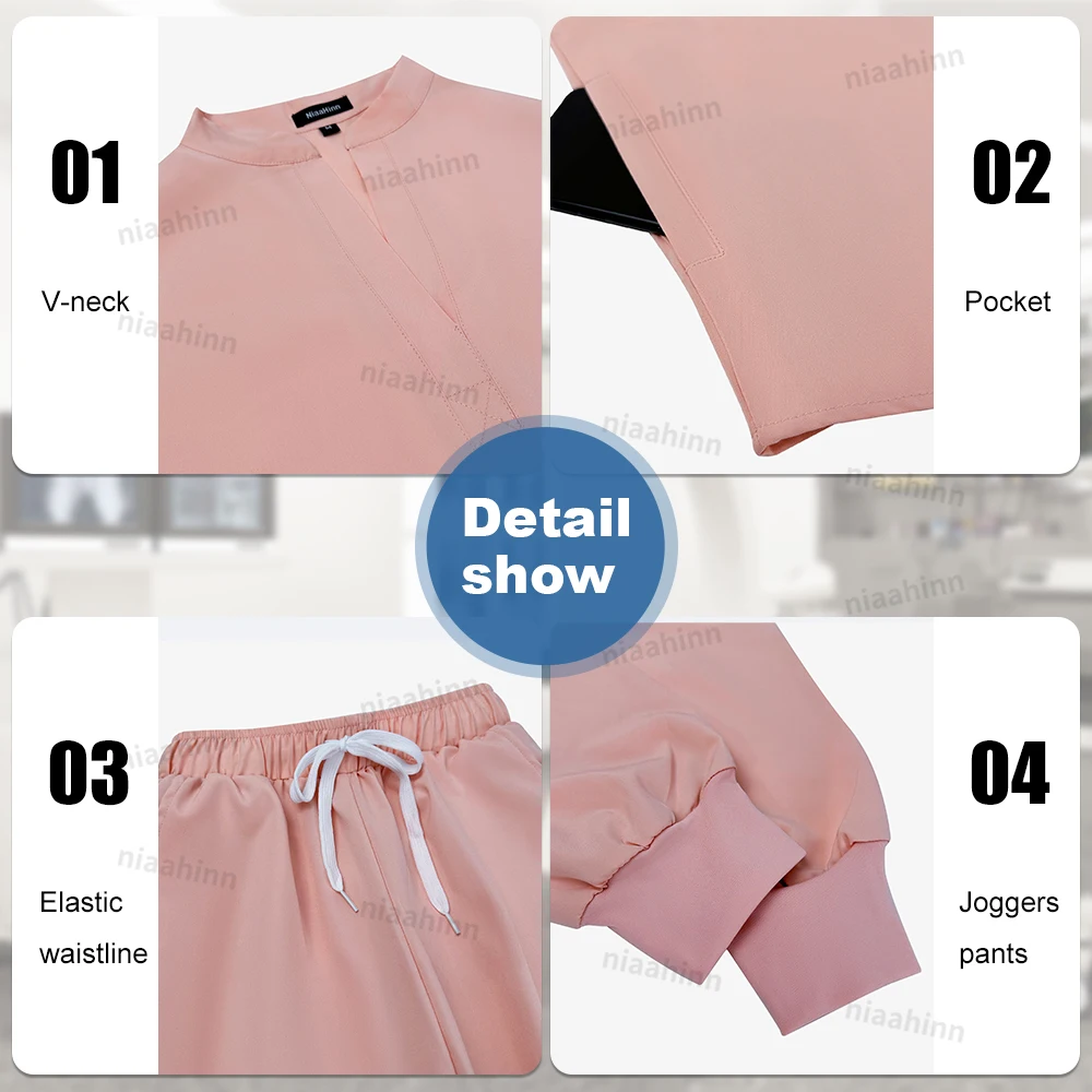 Beauty Spa Uniform Beautician Nail Stylist Work Clothes Fashion Short Sleeved Top Pants Suit Medical Accessories Scrub Nurse Set