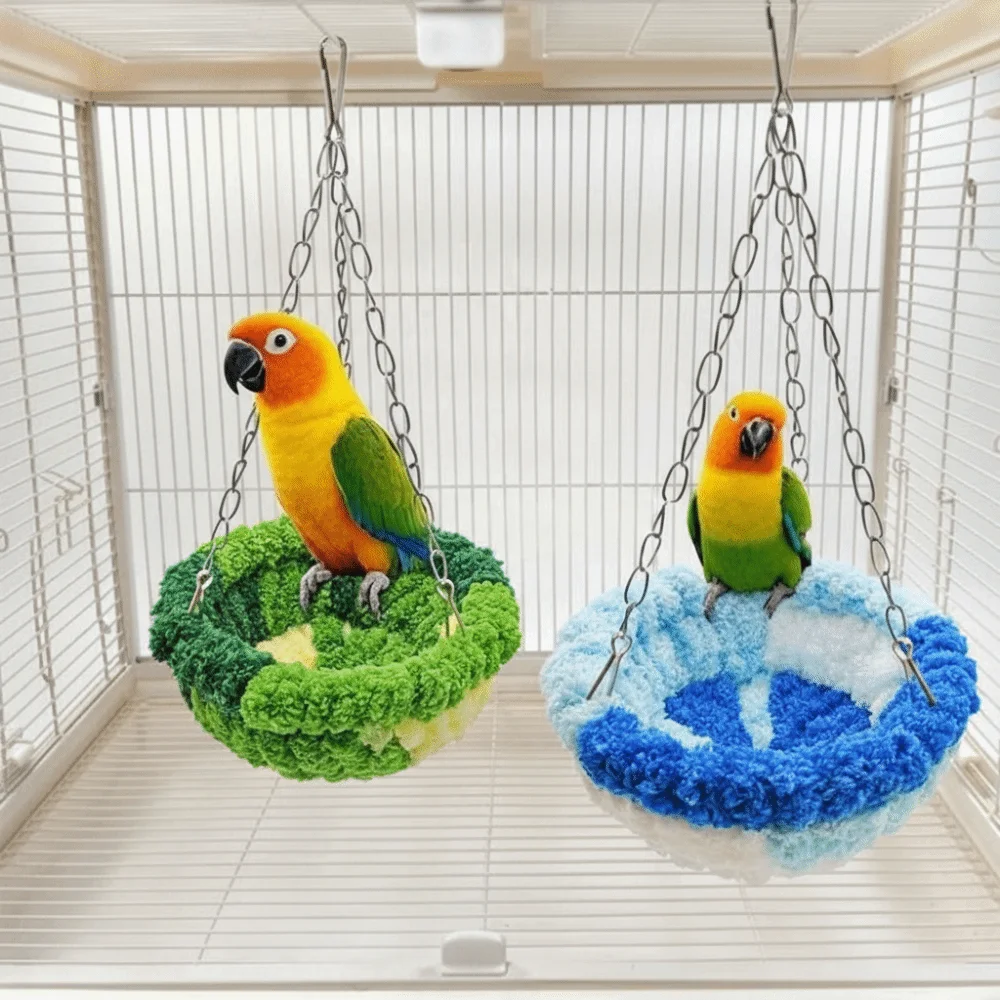 Bird Bed Hideout Warm Bird Hanging Hammock Thicken Bite Resistant Parrot Cotton Nest Comfortable Soft Bird Cage Swing Bird Cage