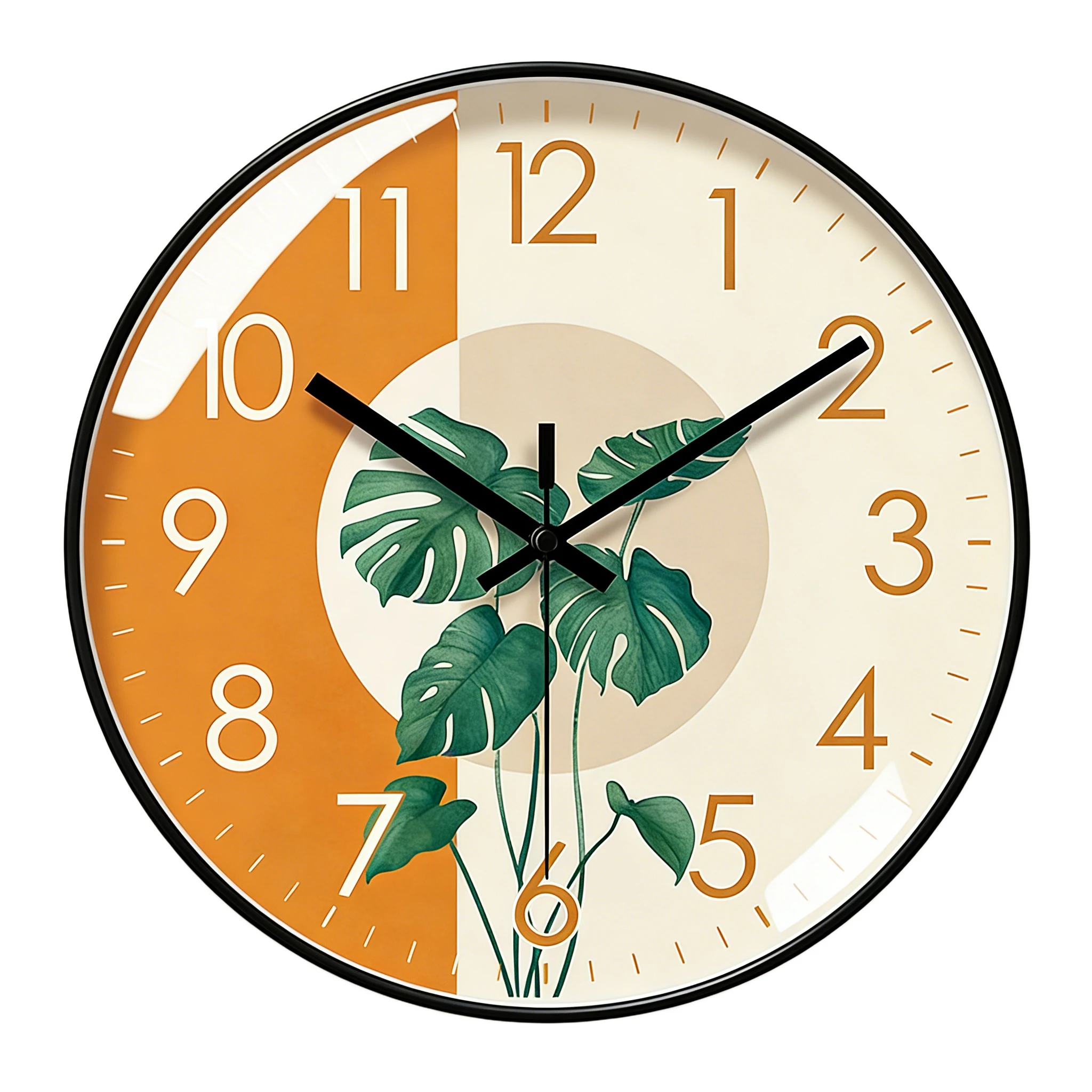 Boho Tropical Plant Wall Clock Silent Wall Watch Monstera Leaf Print Home Decor Creative Gift For Family Housewarming