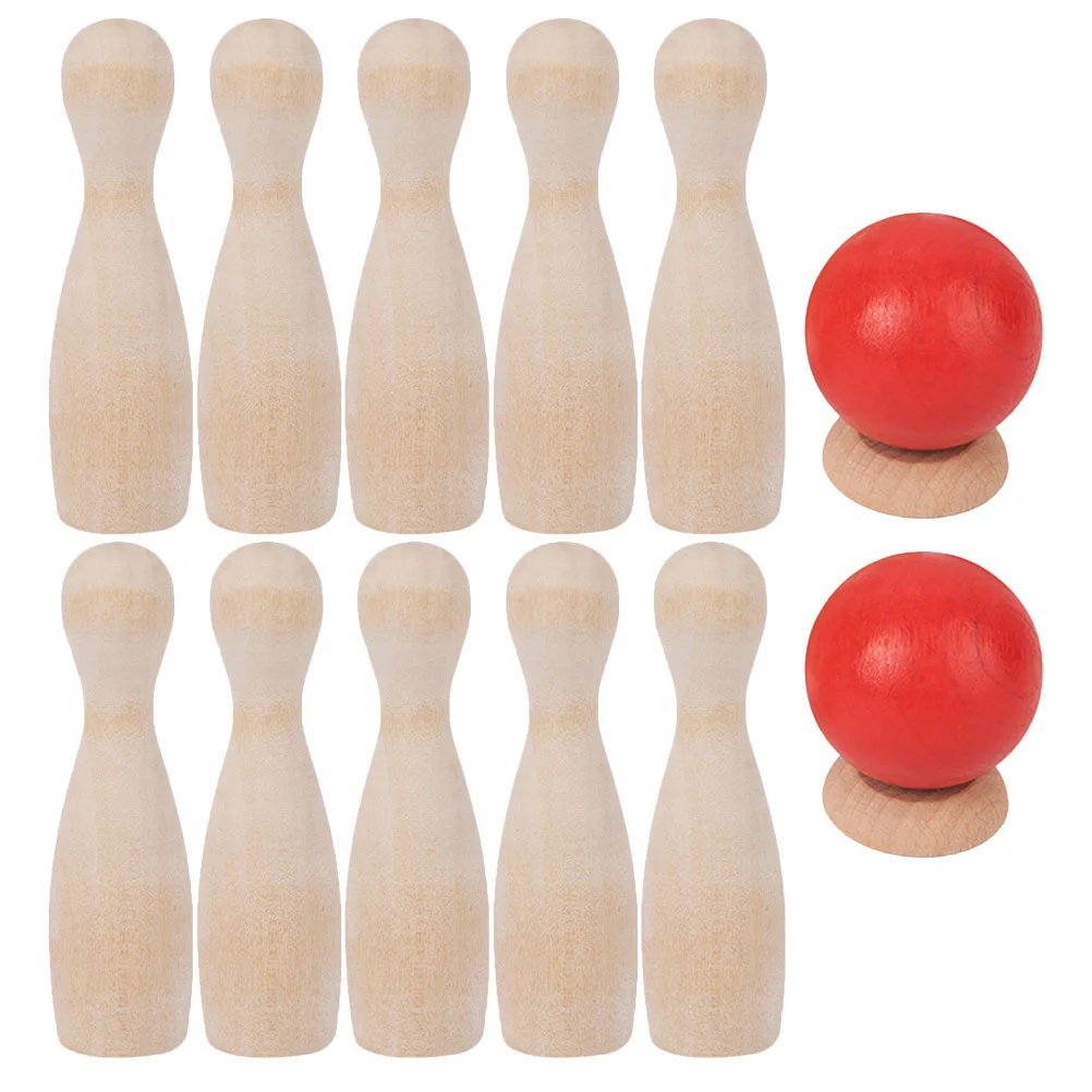 Bowling Desktop Toys Outdoor for Kids Game Log Wooden Indoor Games Child Toddlers