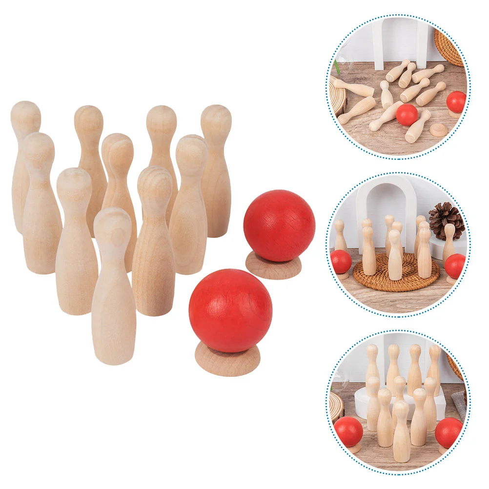 Bowling Desktop Toys Outdoor for Kids Game Log Wooden Indoor Games Child Toddlers